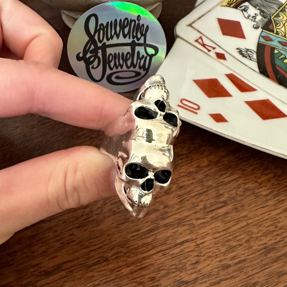 Souvenir Jewelry Double Skull Sterling Silver Ring